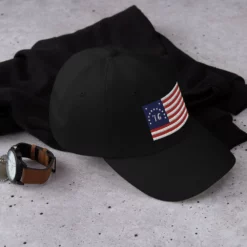 Dad Hat - Bennington Flag "1776" (Embroidered Flag) -American Flags Sales classic dad hat black right side 65ccfc9e4282f