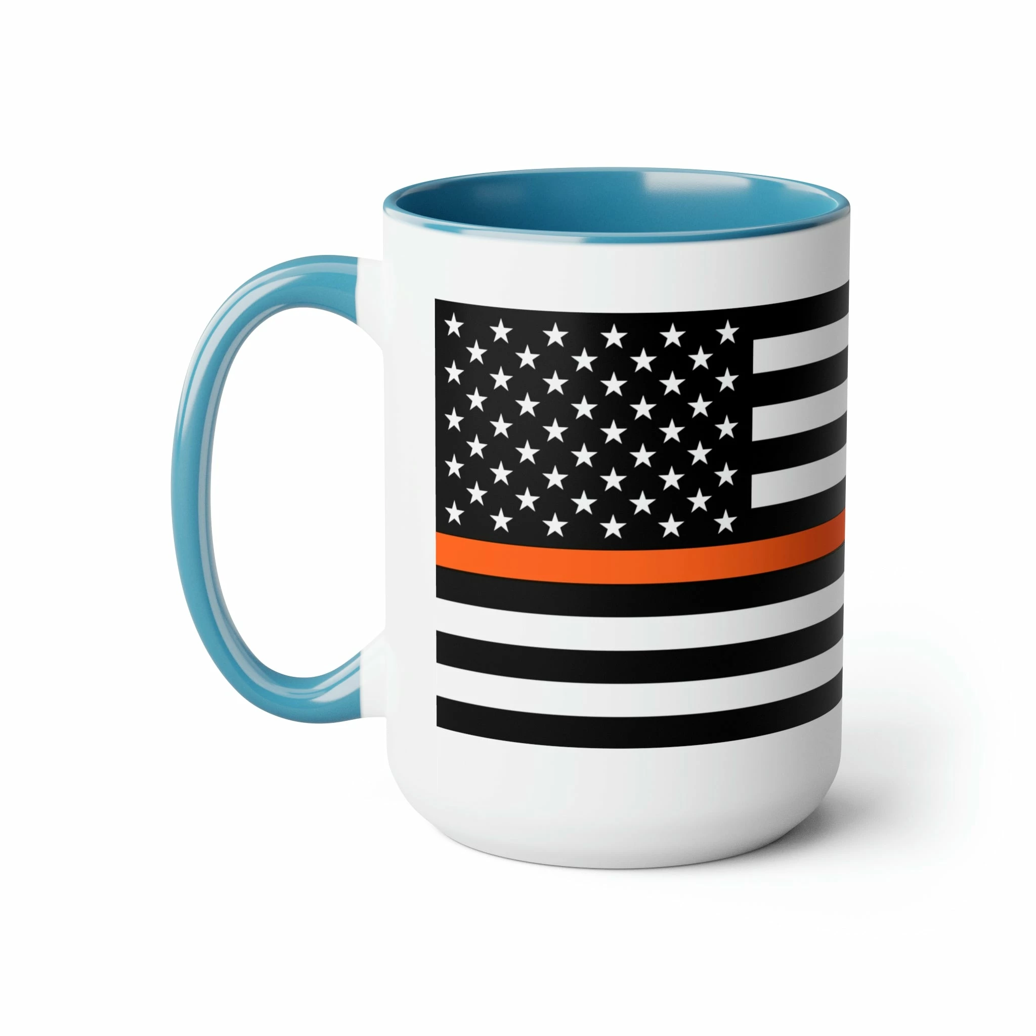 Two-Tone Thin Orange Line Flag Coffee Mugs, 15oz 6 Two-Tone Thin Orange Line Flag Coffee Mugs, 15oz - Image 6