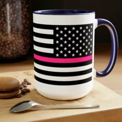 Two-Tone Thin Pink Line Flag Coffee Mugs, 15oz 33 Two-Tone Thin Pink Line Flag Coffee Mugs, 15oz -American Flags Sales e97c1dbd0126b2b69797156365eacb23