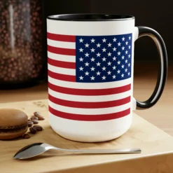 Two-Tone American Flag Coffee Mugs, 15oz -American Flags Sales eb12fb48b66da25e09c35d43a561287f