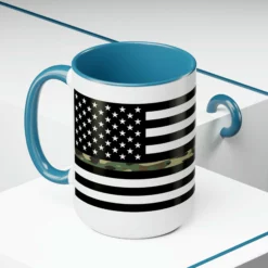 Two-Tone Thin Camo Line Flag Coffee Mugs, 15oz -American Flags Sales fc582c10f49a7c478e810965f289554a