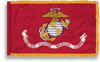 Fringed Colonial Nyl-Glo USMC Flag - 3 Ft X 5 Ft 1 Fringed Colonial Nyl-Glo USMC Flag - 3 Ft X 5 Ft