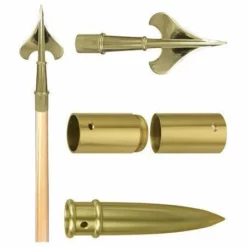 Guidon Pole Set With Gold Fittings - 7 Ft