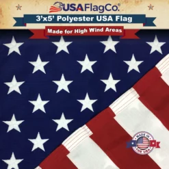 Polyester US Flag (3x5 Foot) Embroidered Stars & Sewn Stripes