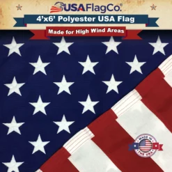 Polyester US Flag (4x6 Foot) Embroidered Stars & Sewn Stripes