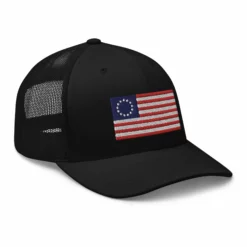 Trucker Cap Betsy Ross Flag (Embroidered Flag) -American Flags Sales retro trucker hat black right front 63ddea5b3b60f