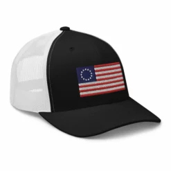 Trucker Cap Betsy Ross Flag (Embroidered Flag) -American Flags Sales retro trucker hat black white right front 63ddea5b3b9f5
