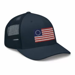 Trucker Cap Betsy Ross Flag (Embroidered Flag) -American Flags Sales retro trucker hat navy right front 63ddea5b3bde4