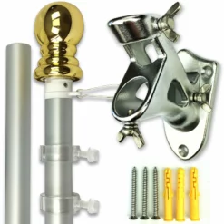 PATRIOT™ Flag Pole And TITAN™ Bracket Kit - Silver (6ft, 1" Diameter)
