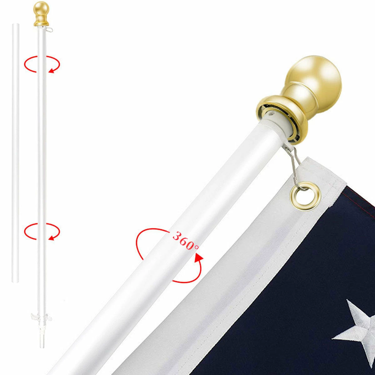 PATRIOT™ Flag Pole And ROGUE™ Bracket Kit - Vivid White (6ft, 1" Diameter) 3 PATRIOT™ Flag Pole And ROGUE™ Bracket Kit - Vivid White (6ft, 1" Diameter) - Image 3