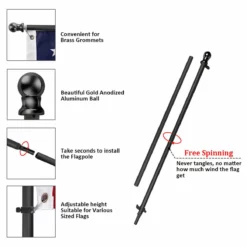 PATRIOT™ Flag Pole And ROGUE™ Bracket Kit - Classic Black (6ft, 1" Diameter) 14 PATRIOT™ Flag Pole And ROGUE™ Bracket Kit - Classic Black (6ft, 1" Diameter) -American Flags Sales usa flag co 6ft flagpole black 2
