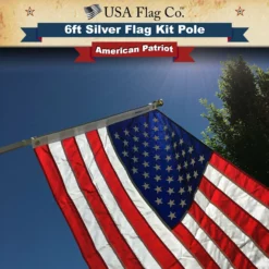PATRIOT™ Flag Pole And ROGUE™ Bracket Kit - Brushed Aluminum (6ft, 1" Diameter) 21 PATRIOT™ Flag Pole And ROGUE™ Bracket Kit - Brushed Aluminum (6ft, 1" Diameter) -American Flags Sales usaflagco silver flag pole american patriot
