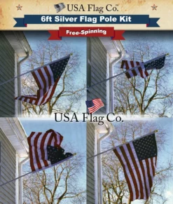 PATRIOT™ Flag Pole And ROGUE™ Bracket Kit - Brushed Aluminum (6ft, 1" Diameter) 19 PATRIOT™ Flag Pole And ROGUE™ Bracket Kit - Brushed Aluminum (6ft, 1" Diameter) -American Flags Sales usaflagco silver flag pole free spinning
