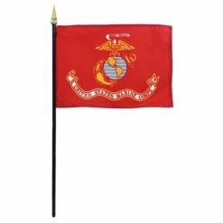 US Marine Corps Stick Flag - 4 In X 6 In - Pack Of 12