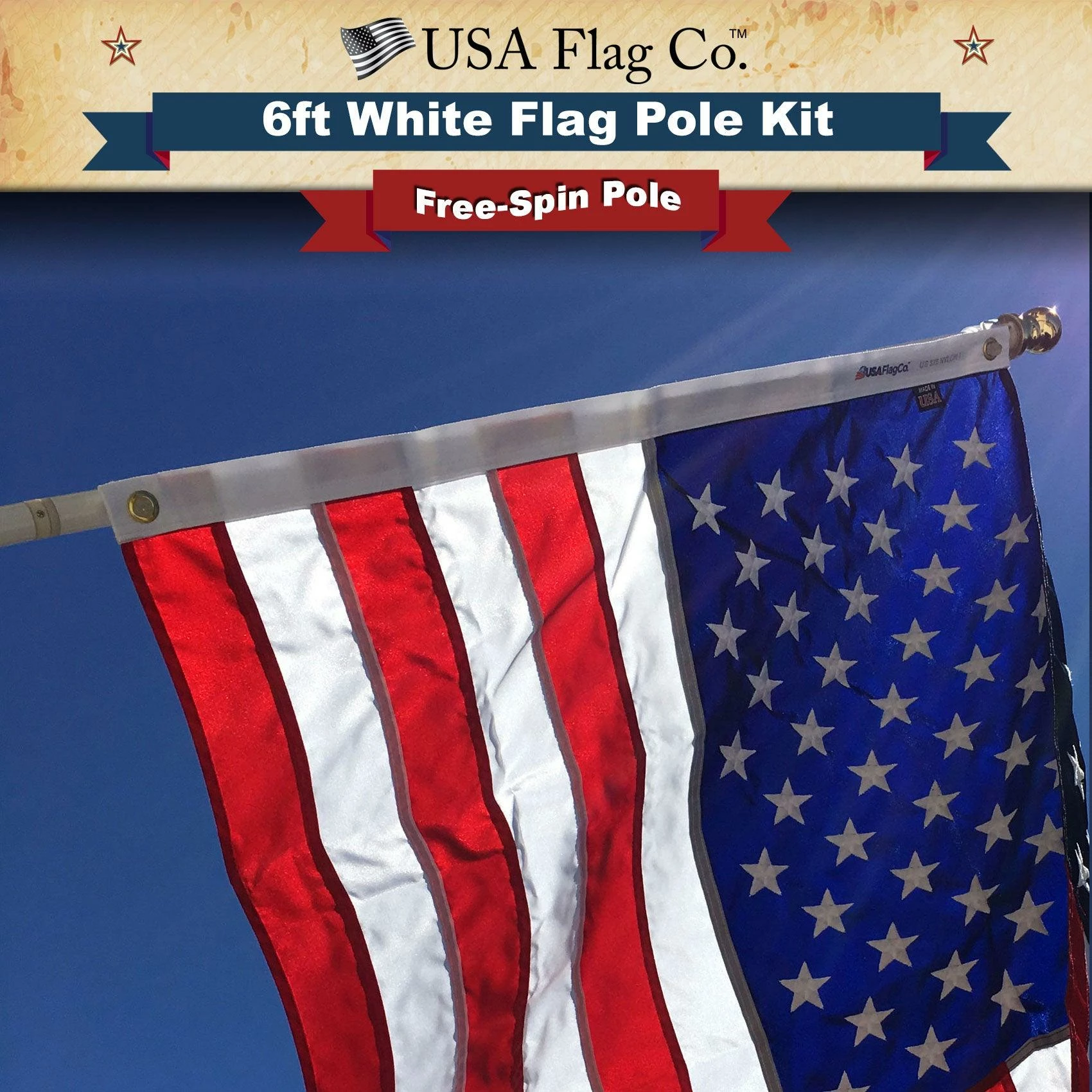 PATRIOT™ Flag Pole And FREEDOM™ Bracket Kit - Vivid White (6ft, 1-inch Diameter) 11 PATRIOT™ Flag Pole And FREEDOM™ Bracket Kit - Vivid White (6ft, 1-inch Diameter) - Image 11