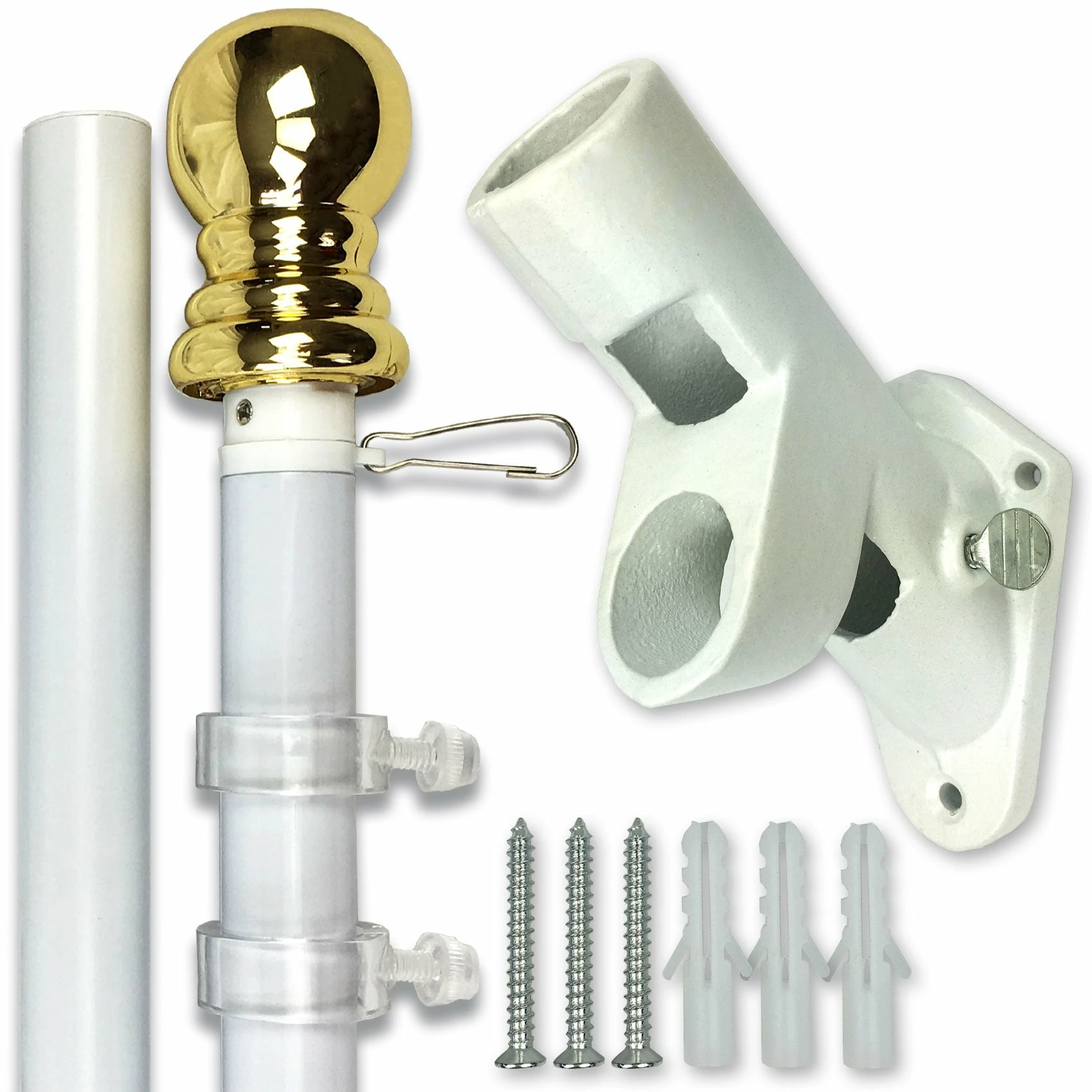 PATRIOT™ Flag Pole And ROGUE™ Bracket Kit - Vivid White (6ft, 1" Diameter) 1 PATRIOT™ Flag Pole And ROGUE™ Bracket Kit - Vivid White (6ft, 1" Diameter)